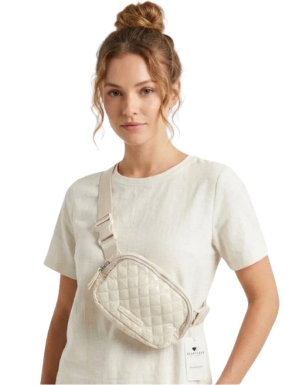 NWT Heartlove By Chang Quilted Off-White Belt Bag Crossbody Fanny Pack